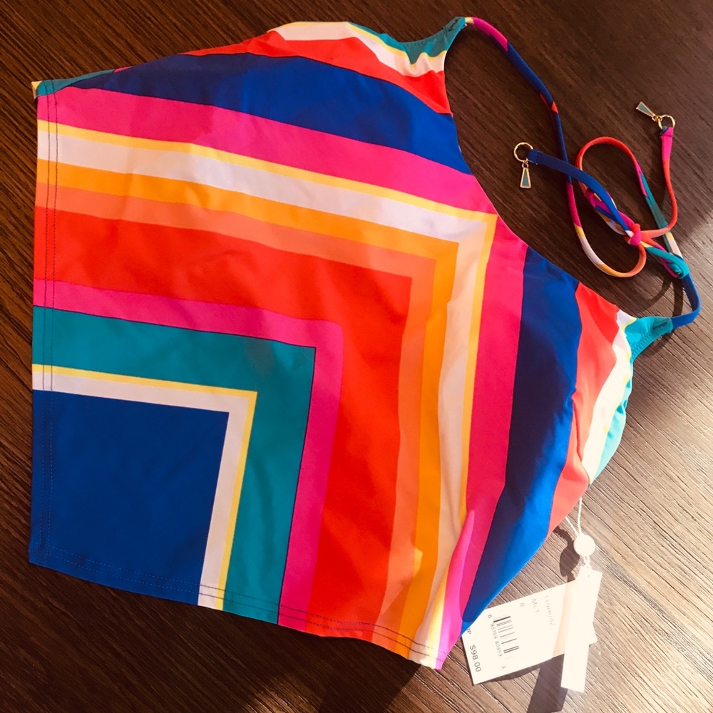 Trina Turk Sunset Chevron Tankini Sz 8